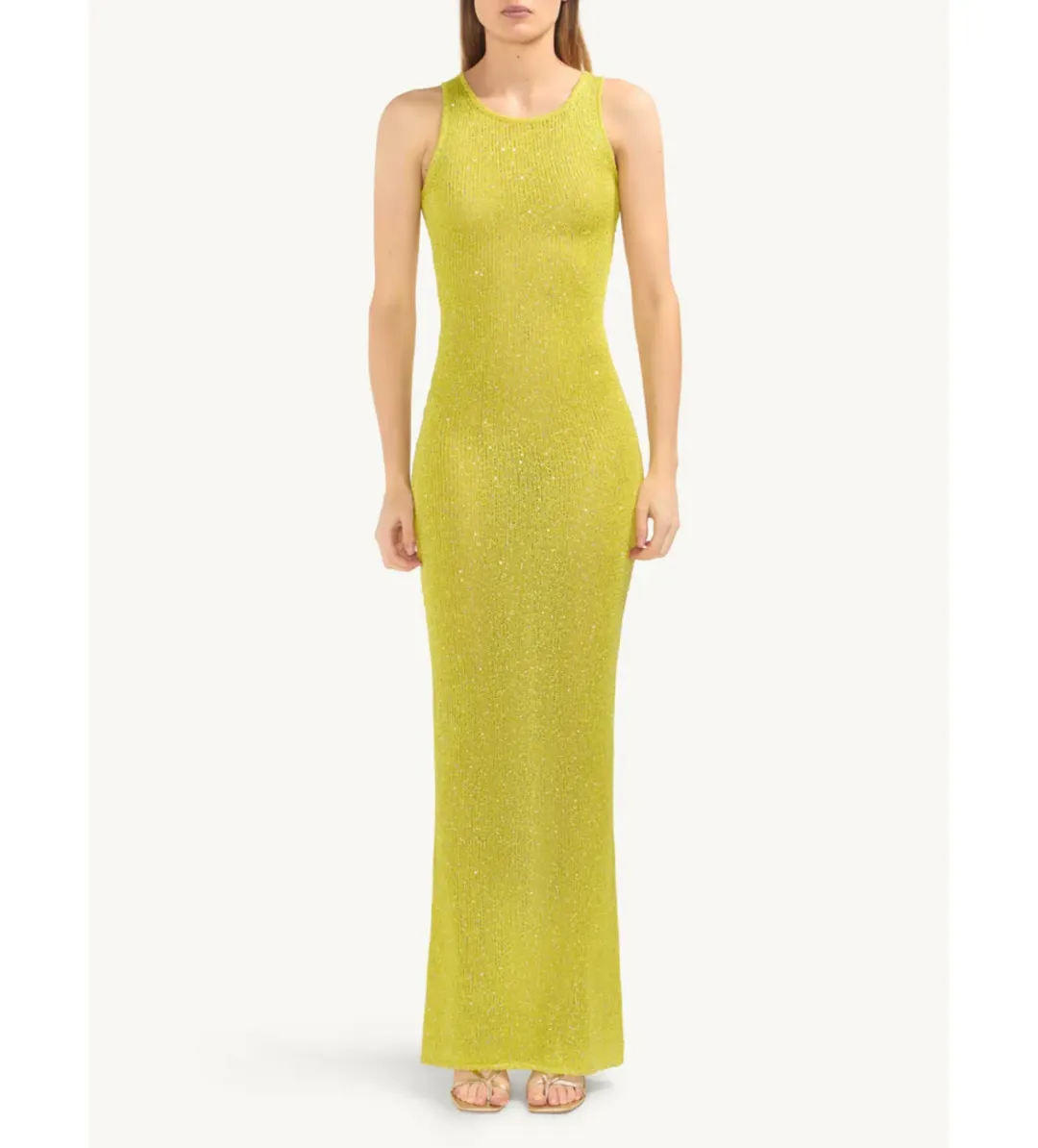 Asta Resort Natalia Maxi Dress in  Chartreuse Sequin Size AU 6 for rent on The Volte - main image