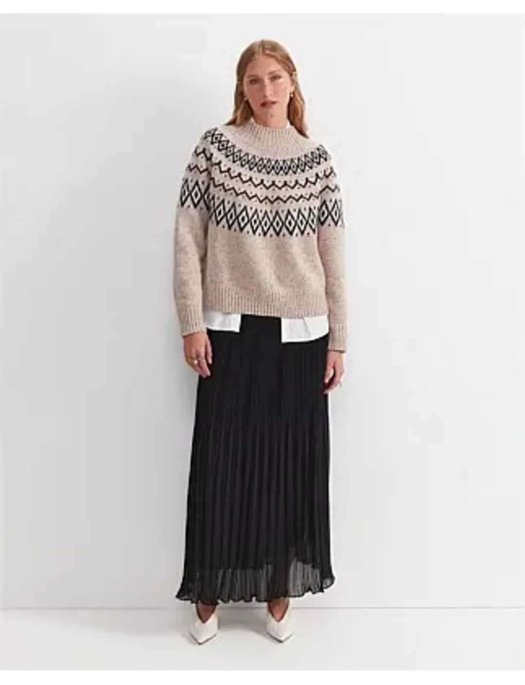 Sunflower Fair Isle Wool Sweater Oatmeal for rent on The Volte - main image