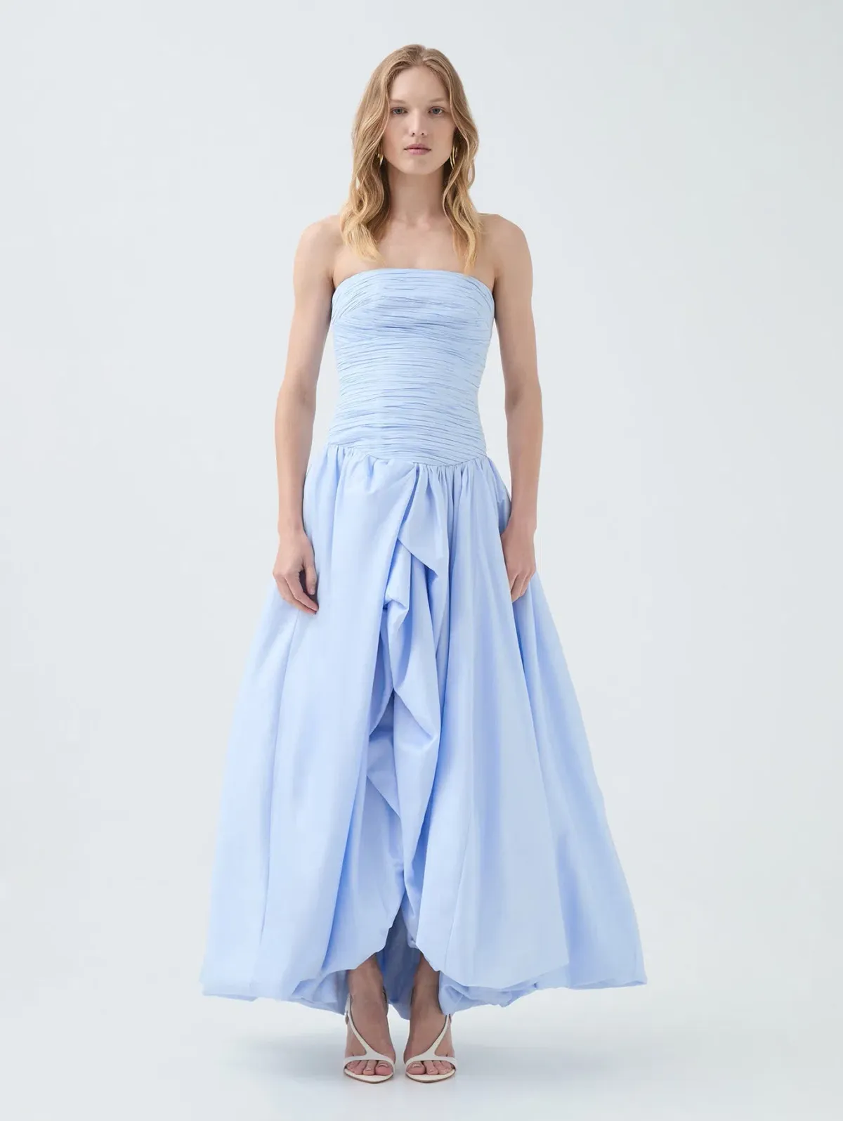 Aje Violette Bubble Hem Maxi Dress in Pearl Blue Size 12 for rent on The Volte - main image
