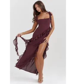House of CB Ariela Ruffle Maxi Dress Mulberry Size 6/XS for rent on The Volte - image 6
