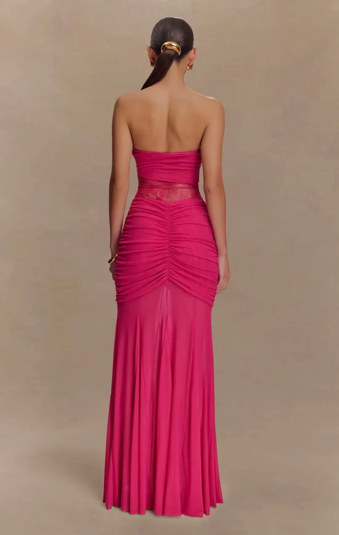 Meshki Khadijah Lace and Mesh Maxi Dress in Pink Size 10 for rent on The Volte - main image