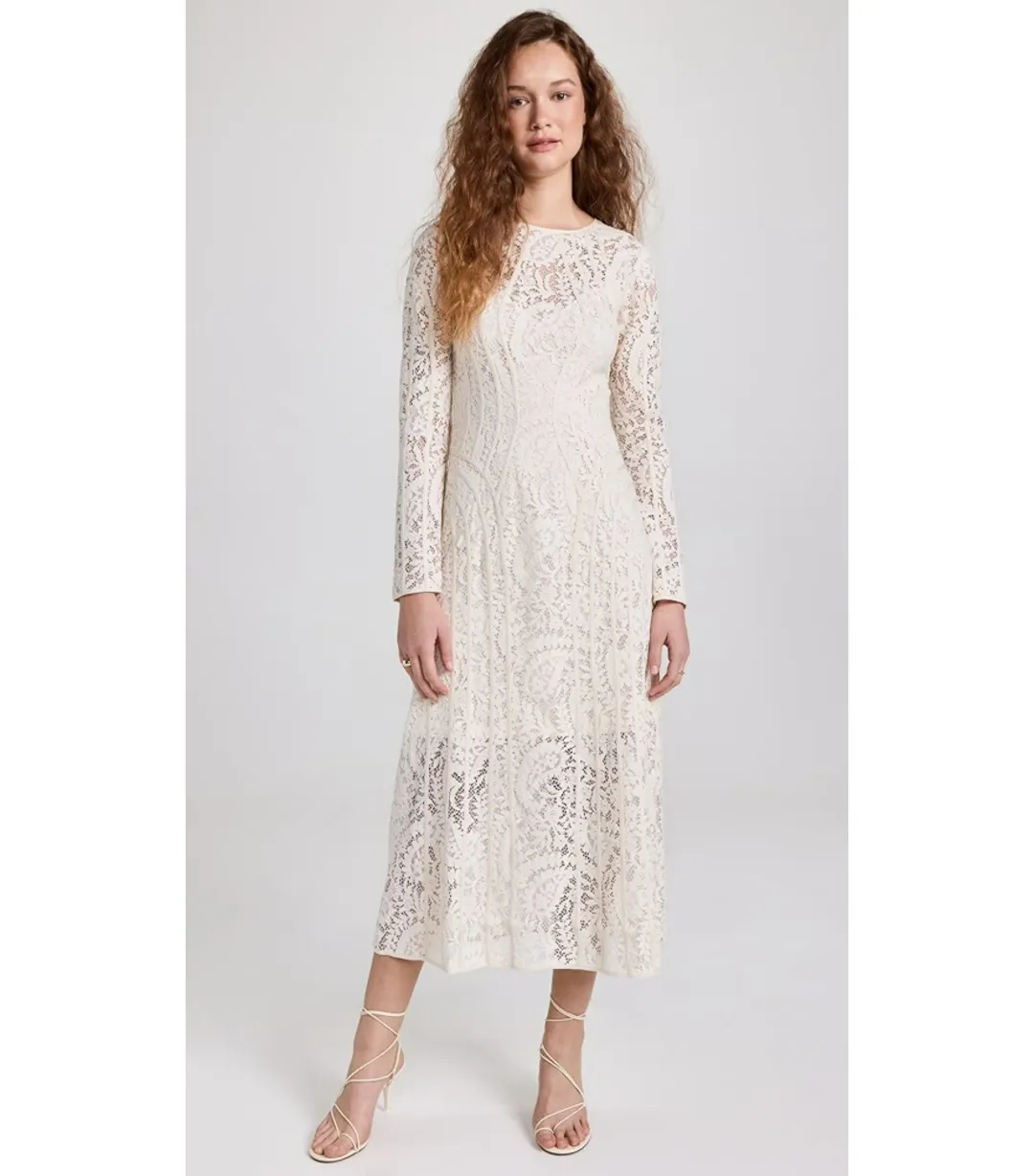 Zimmermann Devi Panelled Lace Midi Dress Ivory Size 2 / AU 12 for rent on The Volte - main image