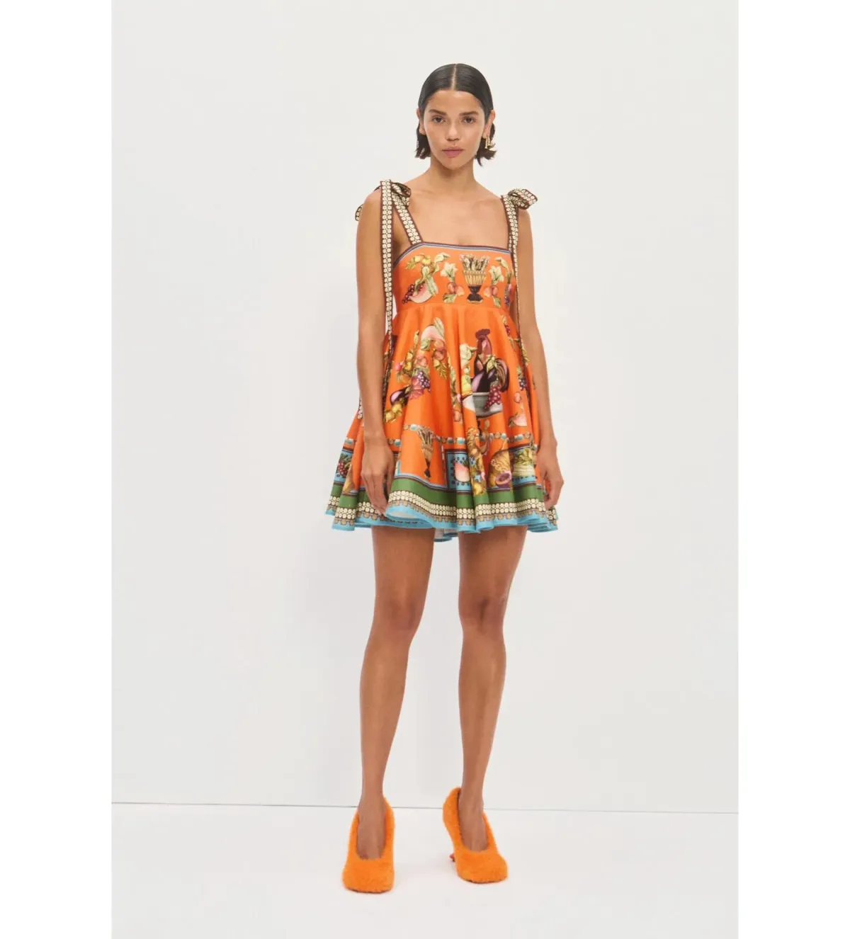 Alemais Rocco Mini Sundress Orange Print Size AU 16 for rent on The Volte - main image