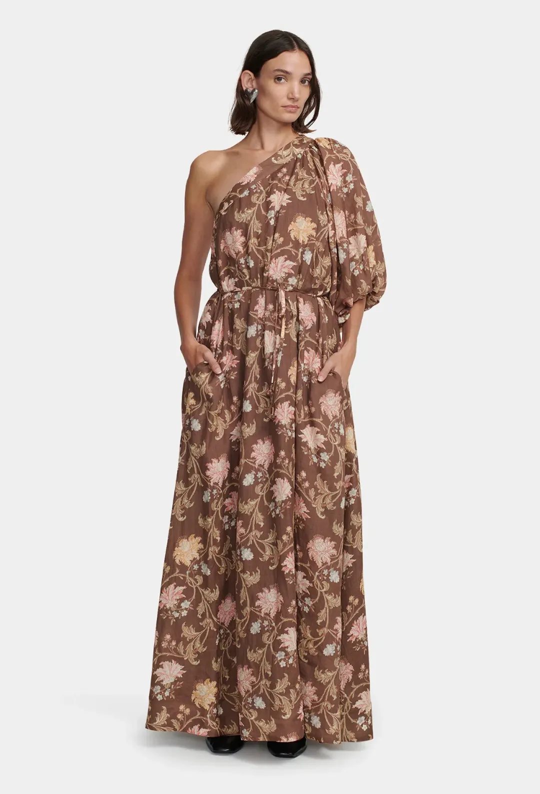 Hansen and Gretel Carmen Maxi Dress Carob Floral Size AU 12 for rent on The Volte - main image