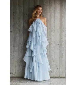 Aje Pandorea Layered Maxi Dress Silver Blue Size AU 10 for rent on The Volte - image 1