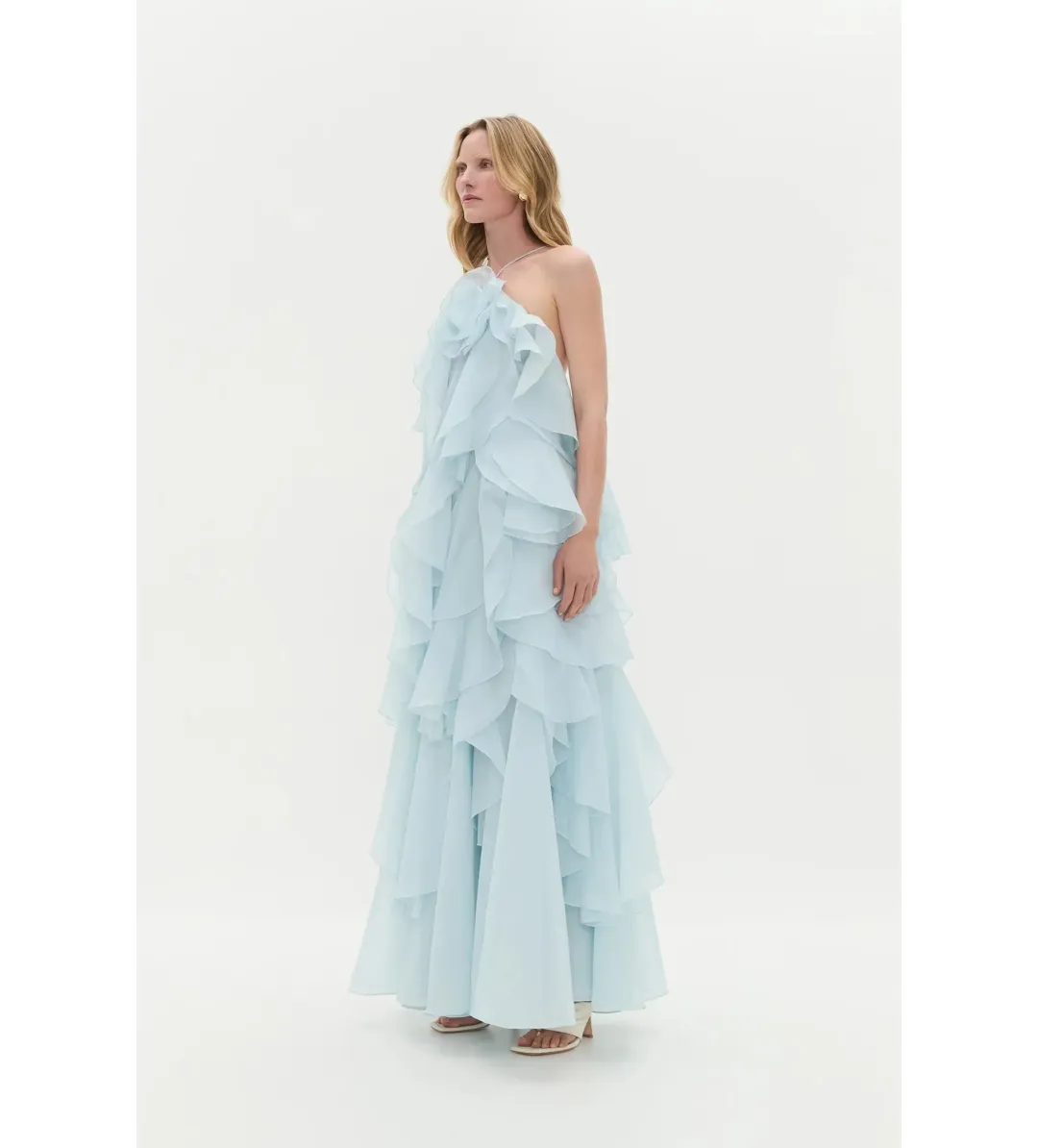 Aje Pandorea Layered Maxi Dress Silver Blue Size AU 10 for rent on The Volte - main image