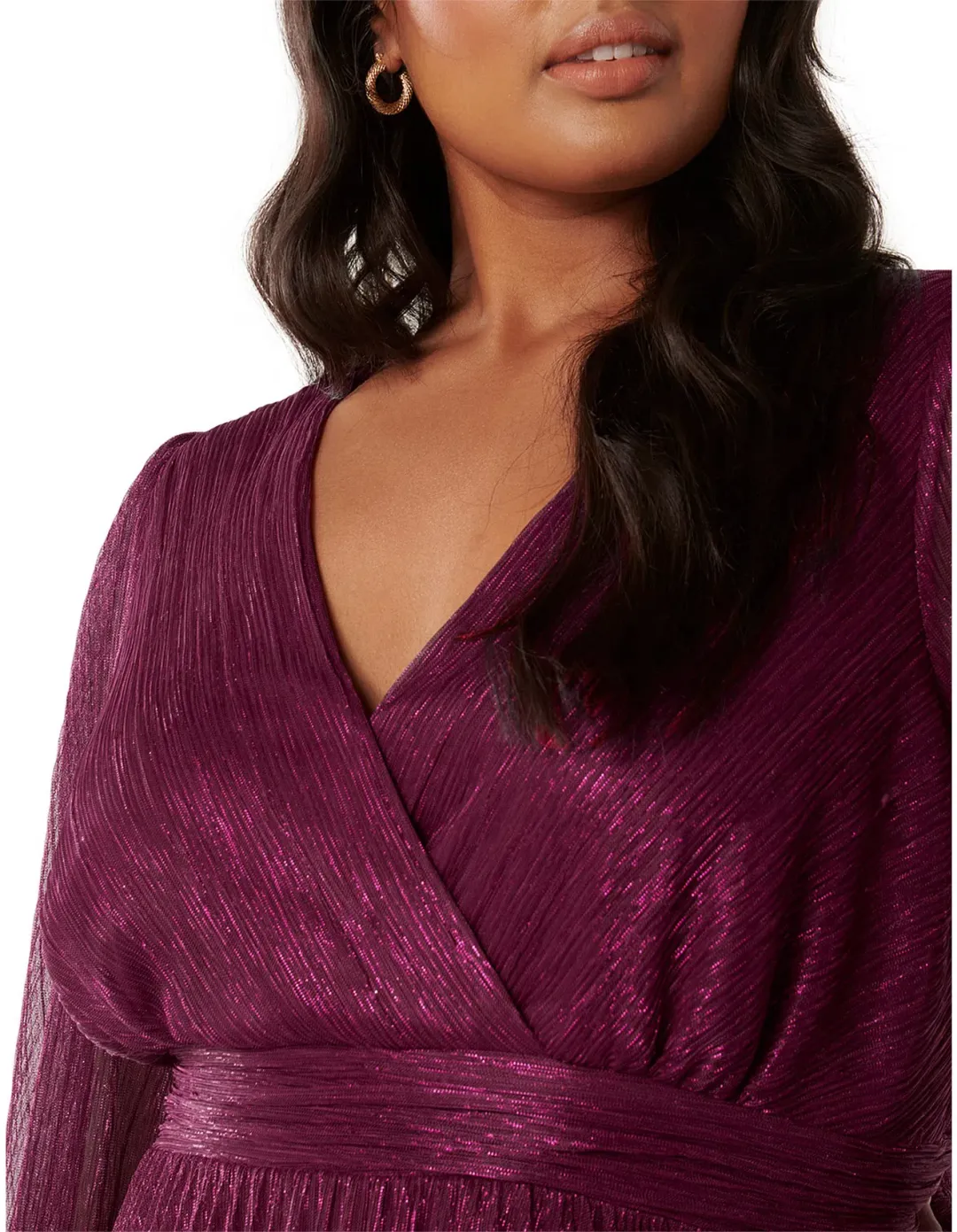 Forever New Curve Sahara Wrap Plisse Midi Dress Fuchsia Pink Size AU 20   for rent on The Volte - main image
