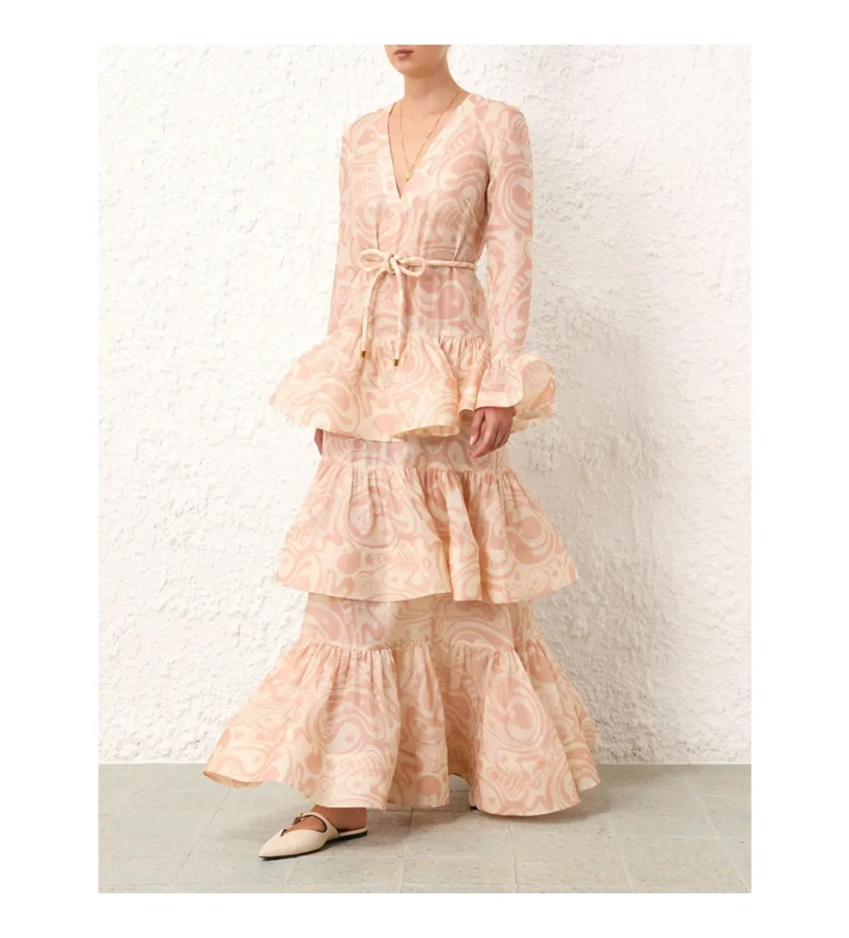 Zimmermann Matchmaker V Neck Maxi Gown in Pink Size 2 / Size AU 12 for rent on The Volte - main image