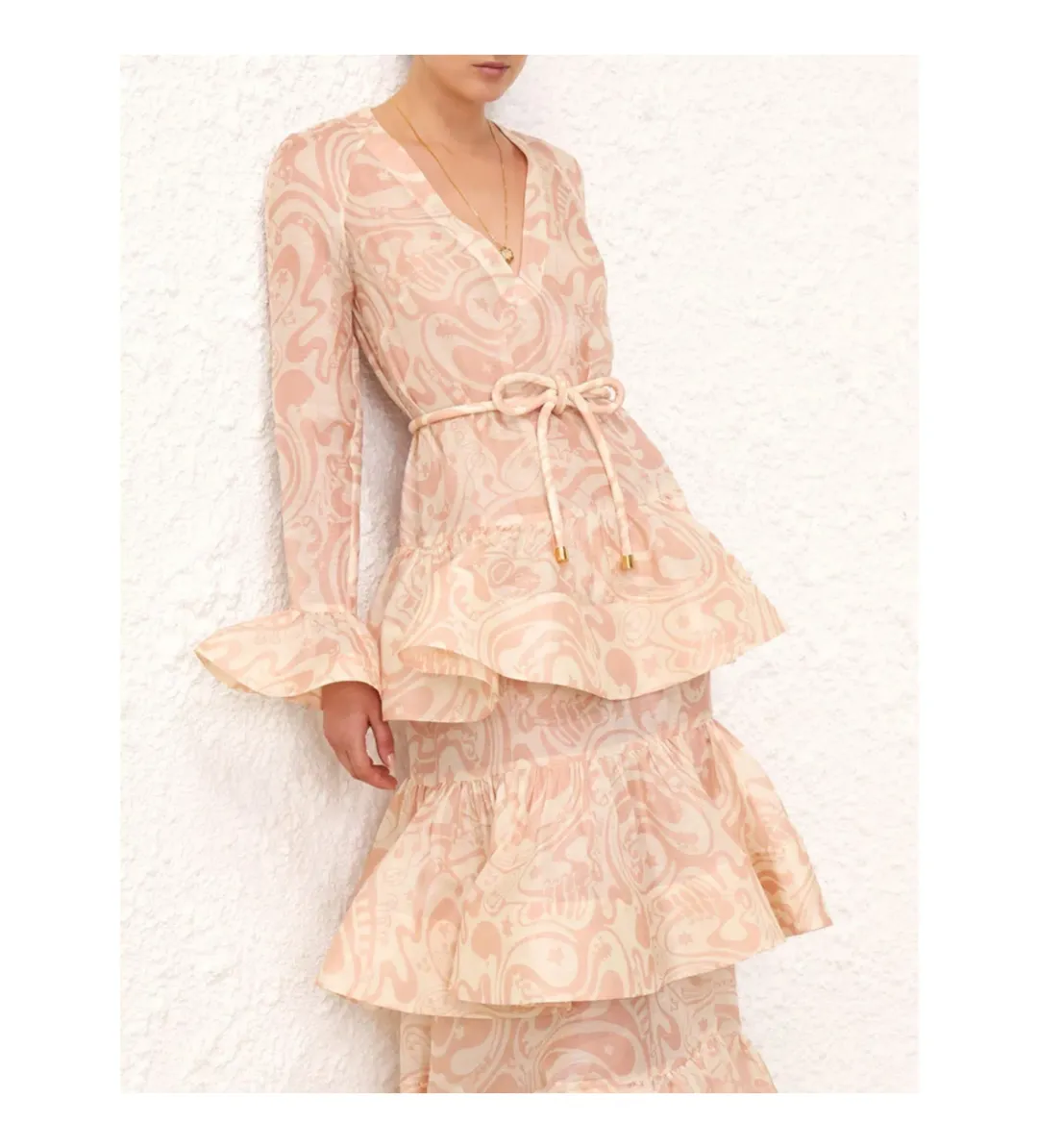 Zimmermann Matchmaker V Neck Maxi Gown in Pink Size 2 / Size AU 12 for rent on The Volte - main image