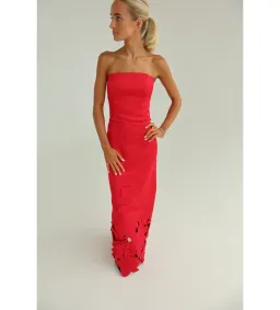 Leo Lin Rayna Appliqué Bustier Maxi Dress in Rosa Size AU10 for rent on The Volte - image 3