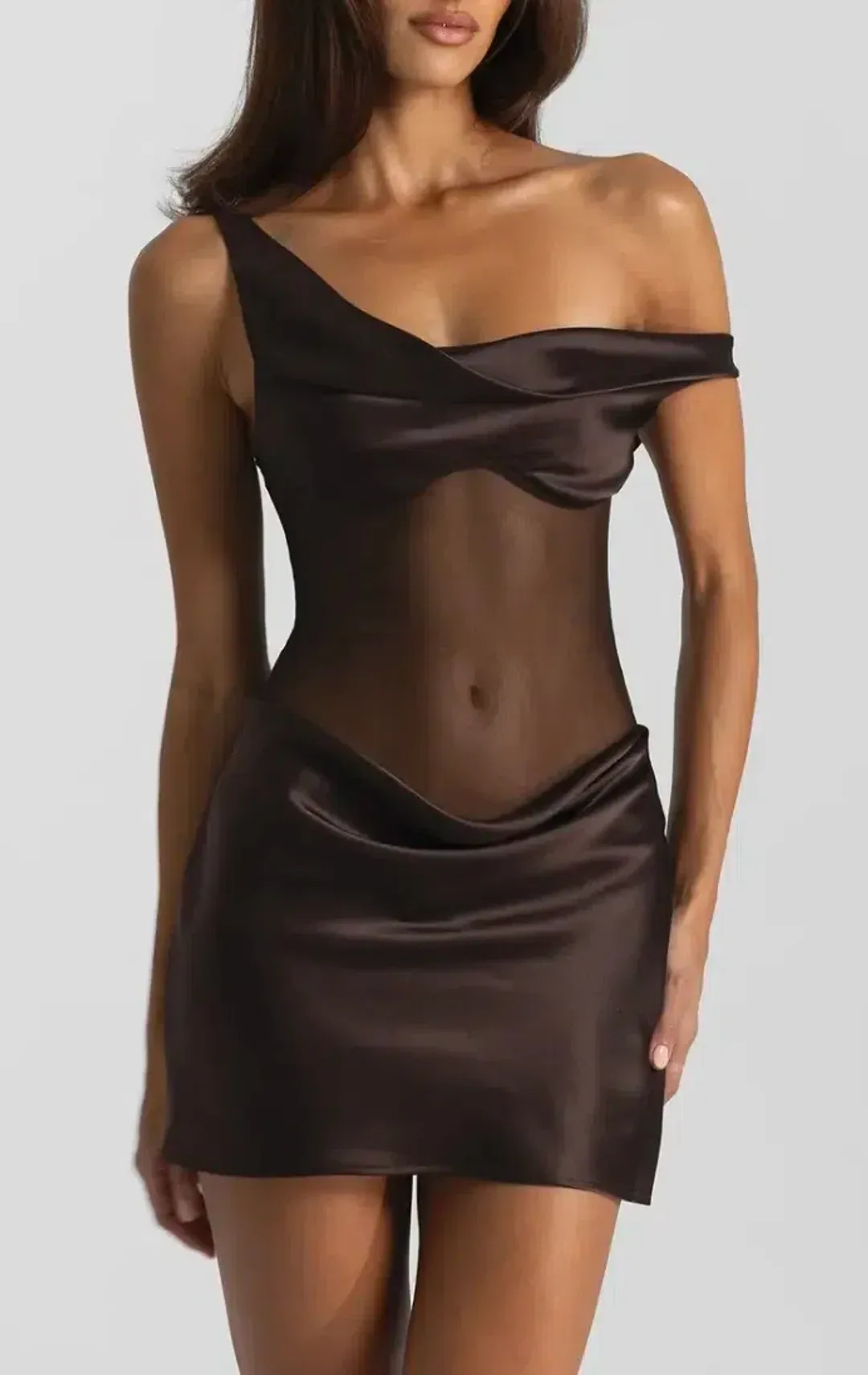 Natalie Rolt Elodie Mini Dress Espresso Brown Size 2 / AU 10 for rent on The Volte - main image