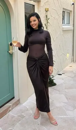 Benni Dora Maxi Dress Brown Size AU 10 for rent on The Volte - image 1