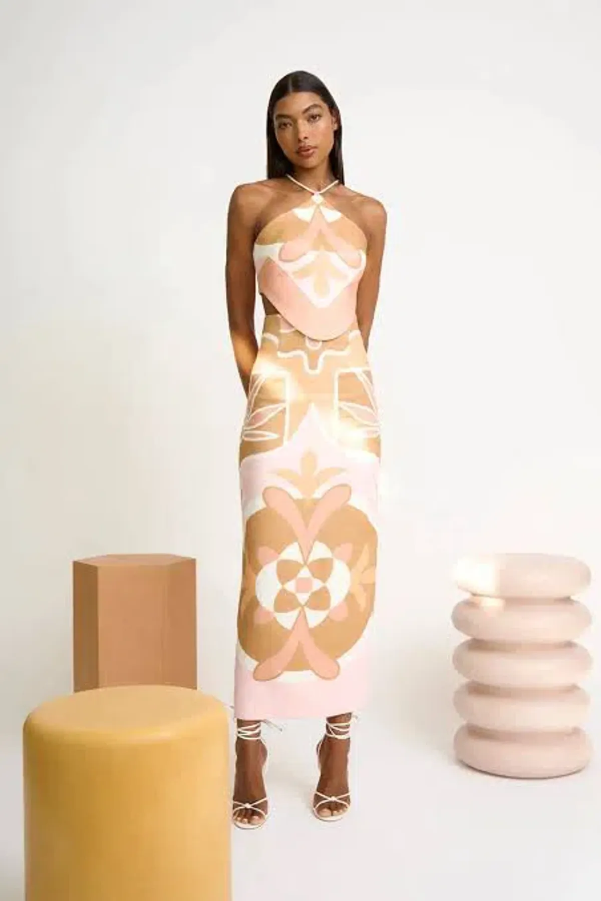 By Johnny Desert Blooms Top and Midi Skirt Set Multi Size 12 for rent on The Volte - main image