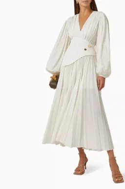 Acler Brooke Dress Midi Ivory Size AU 10 for rent on The Volte - image 1