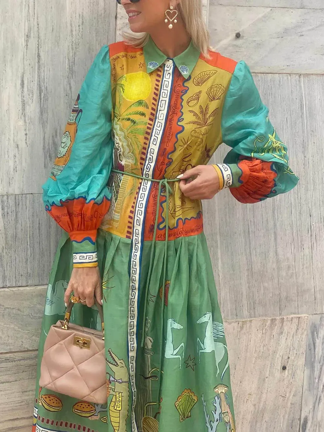Alemais Surrealist Summer Ramie Midi Shirtdress Size 16 for rent on The Volte - main image