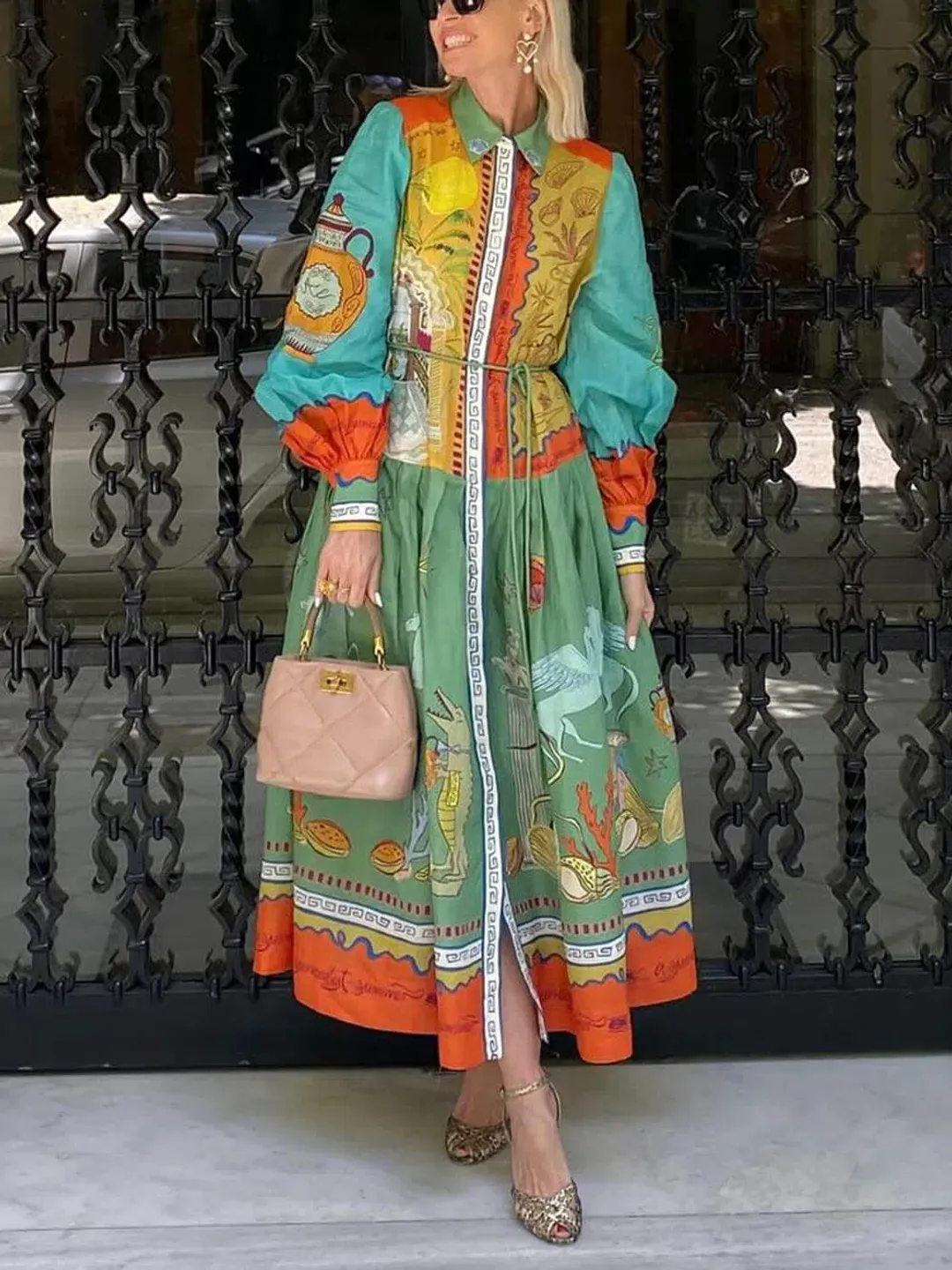 Alemais Surrealist Summer Ramie Midi Shirtdress Size 16 for rent on The Volte - main image