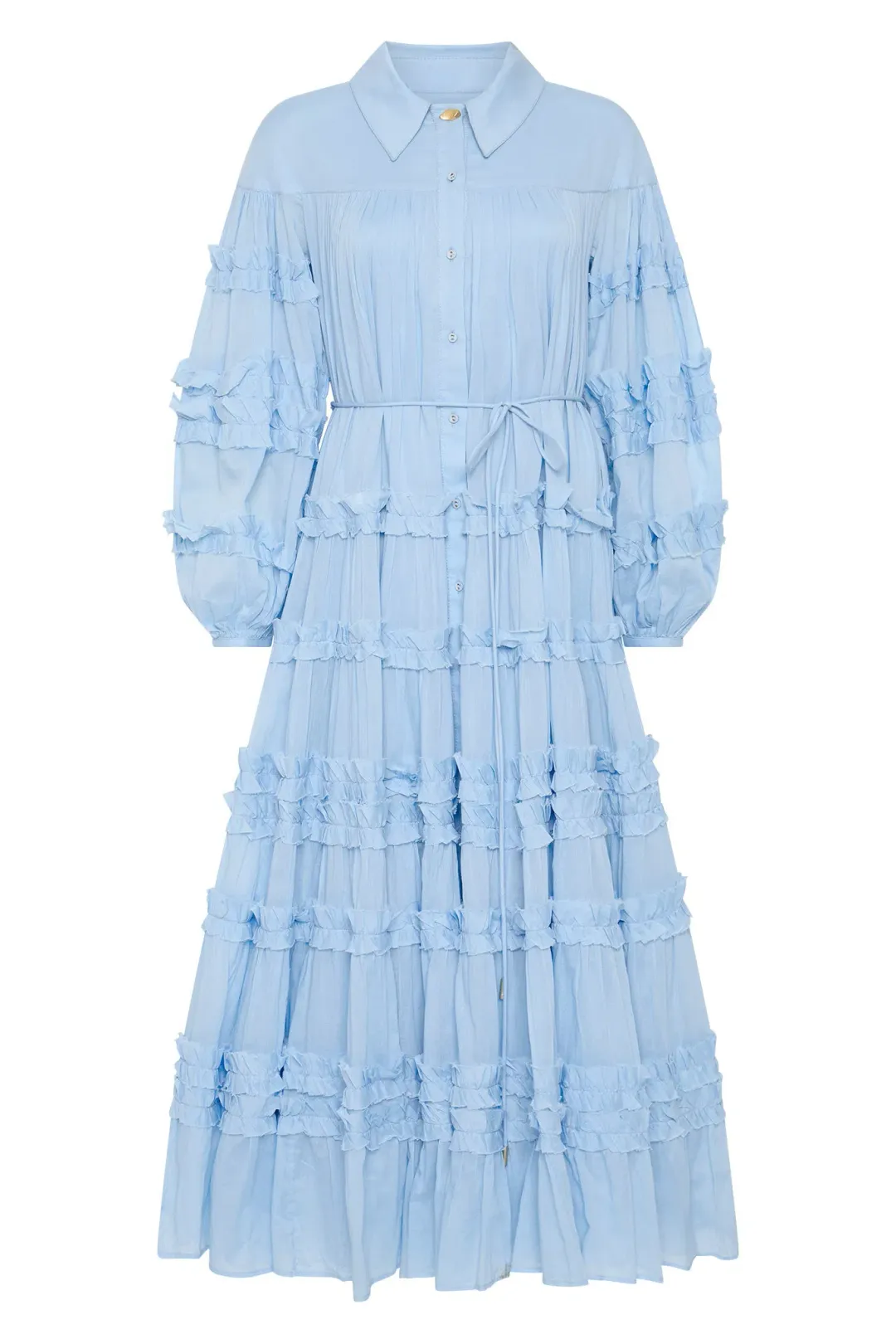 Aje Pastiche Tiered Maxi Dress in Powder Blue Size 4 for rent on The Volte - main image