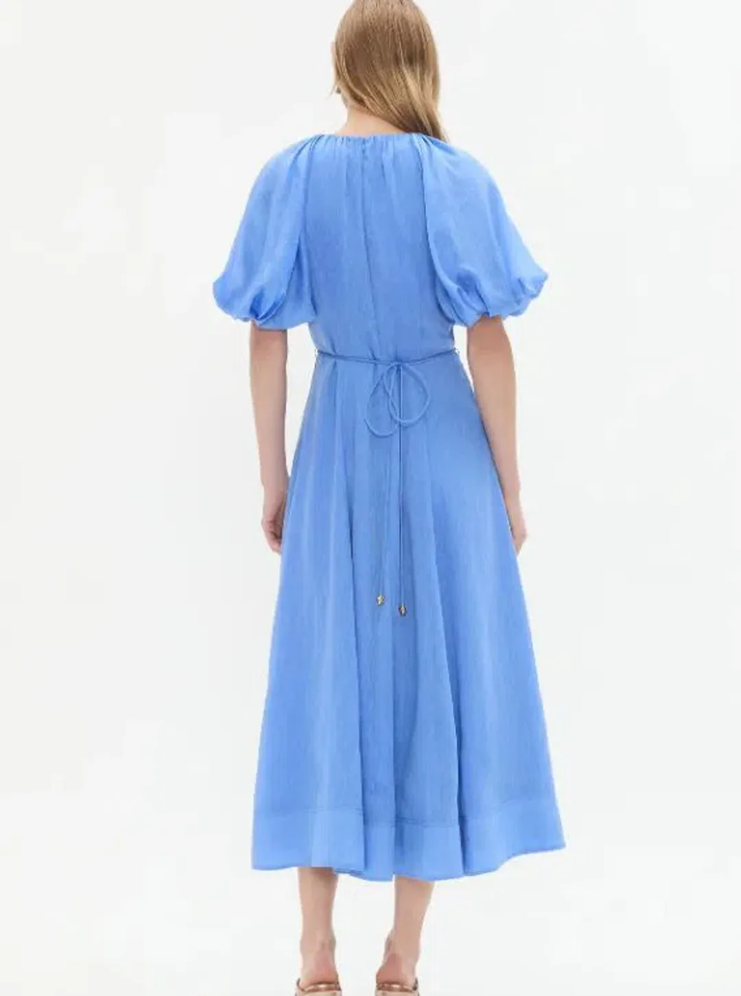 Aje Alma Midi Dress in Mist Blue Size 10 for rent on The Volte - main image