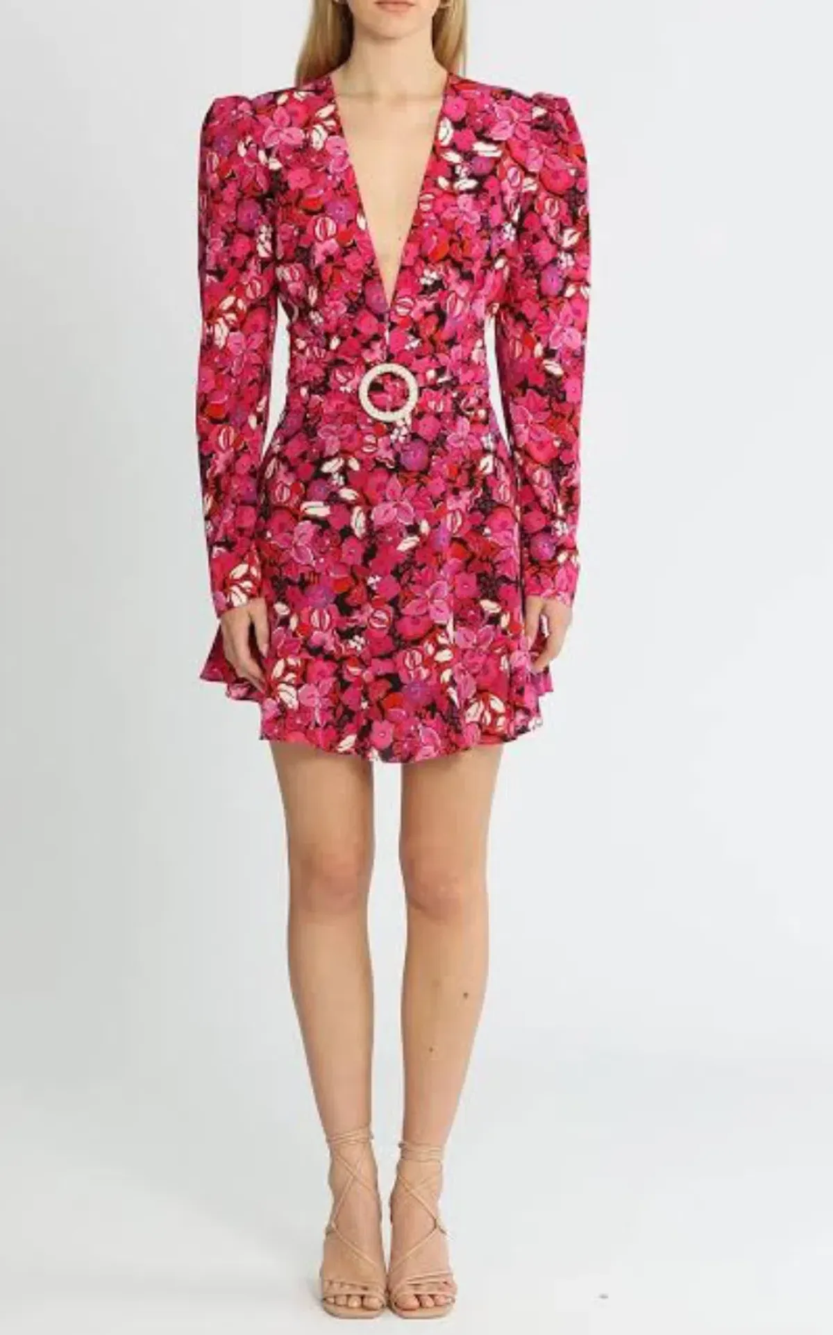 Rebecca Valance Bramble V-Neck Mini Dress Floral Size 8 for rent on The Volte - main image