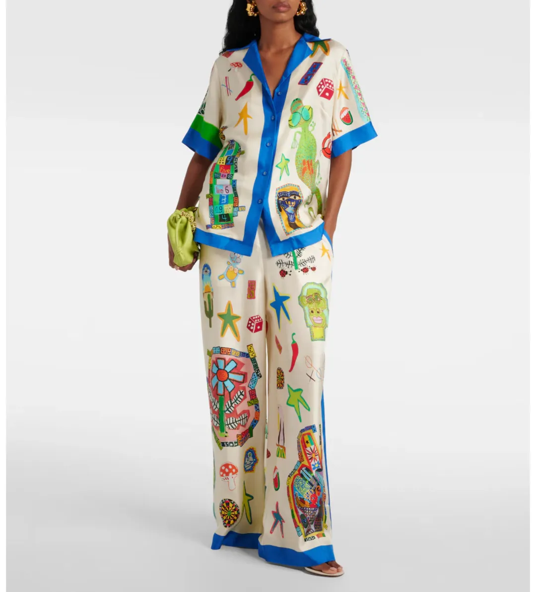 Alemais Rollers Silk Twill Shirt and Pants Multi Size 10  for rent on The Volte - main image