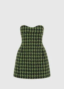 Leo Lin Jazlyn Tweed Blazer and Rosario Tweed Mini Dress Set in Houndstooth Size 8 for rent on The Volte - image 2