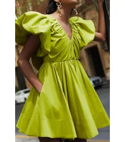 Aje Gretta Bow Back Mini Dress Green Size AU 6  for rent on The Volte - image 2