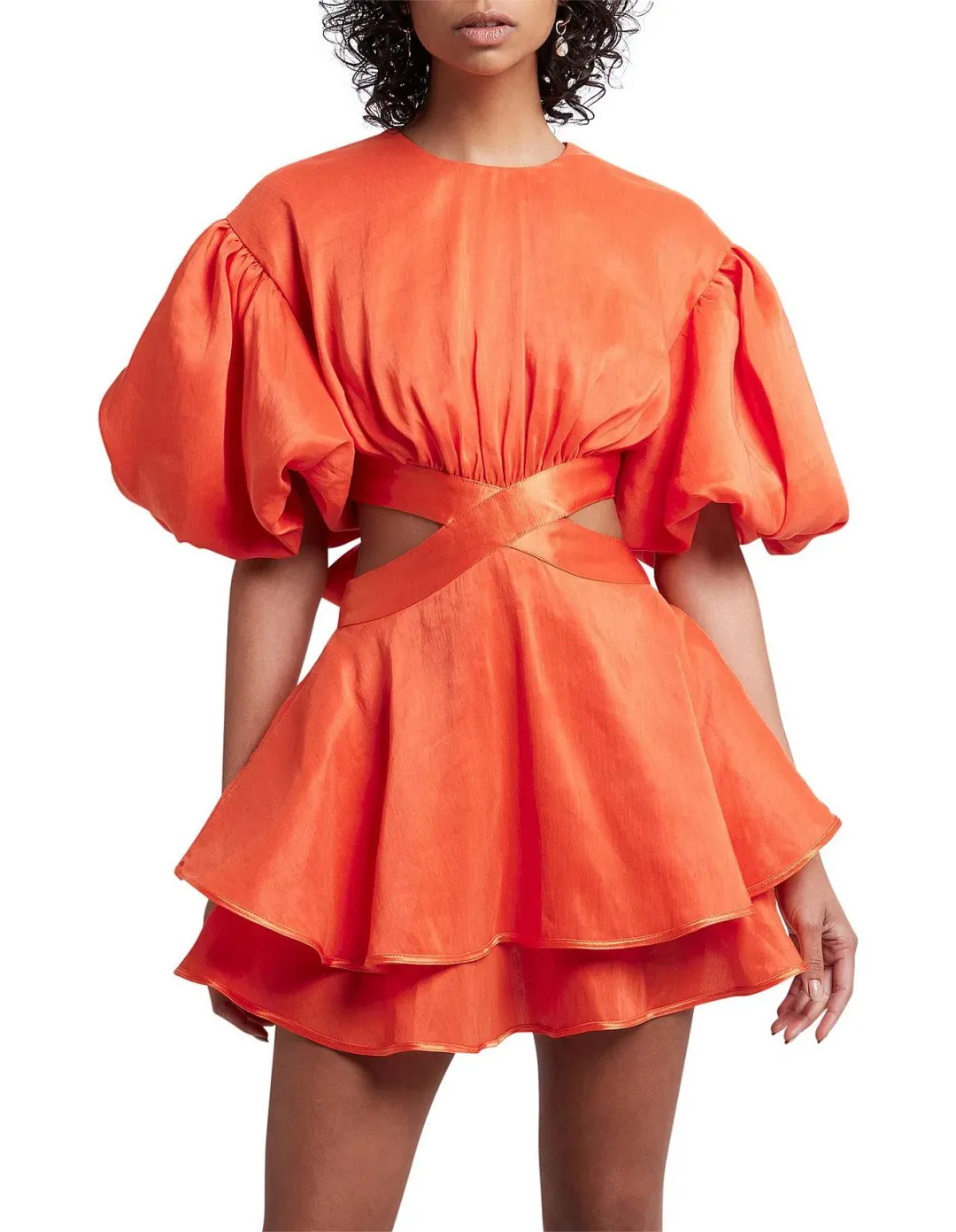 Aje Gracious Mini Cut Out Dress in Orange Size 6 for rent on The Volte - main image