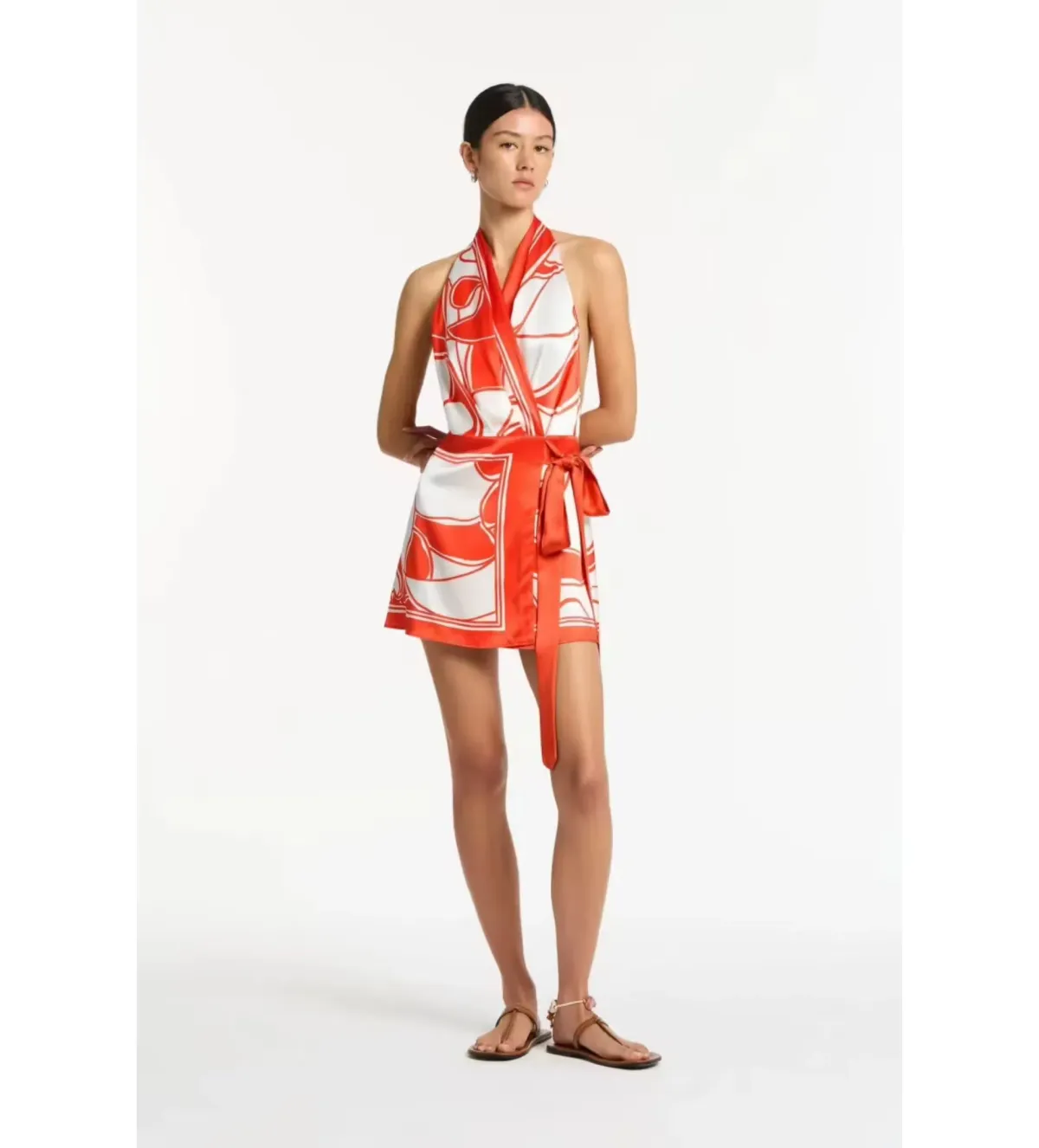 Sir The Label The Ramona Wrap Halter Mini in Mariposa Lily Size 2/ AU 10 for rent on The Volte - main image
