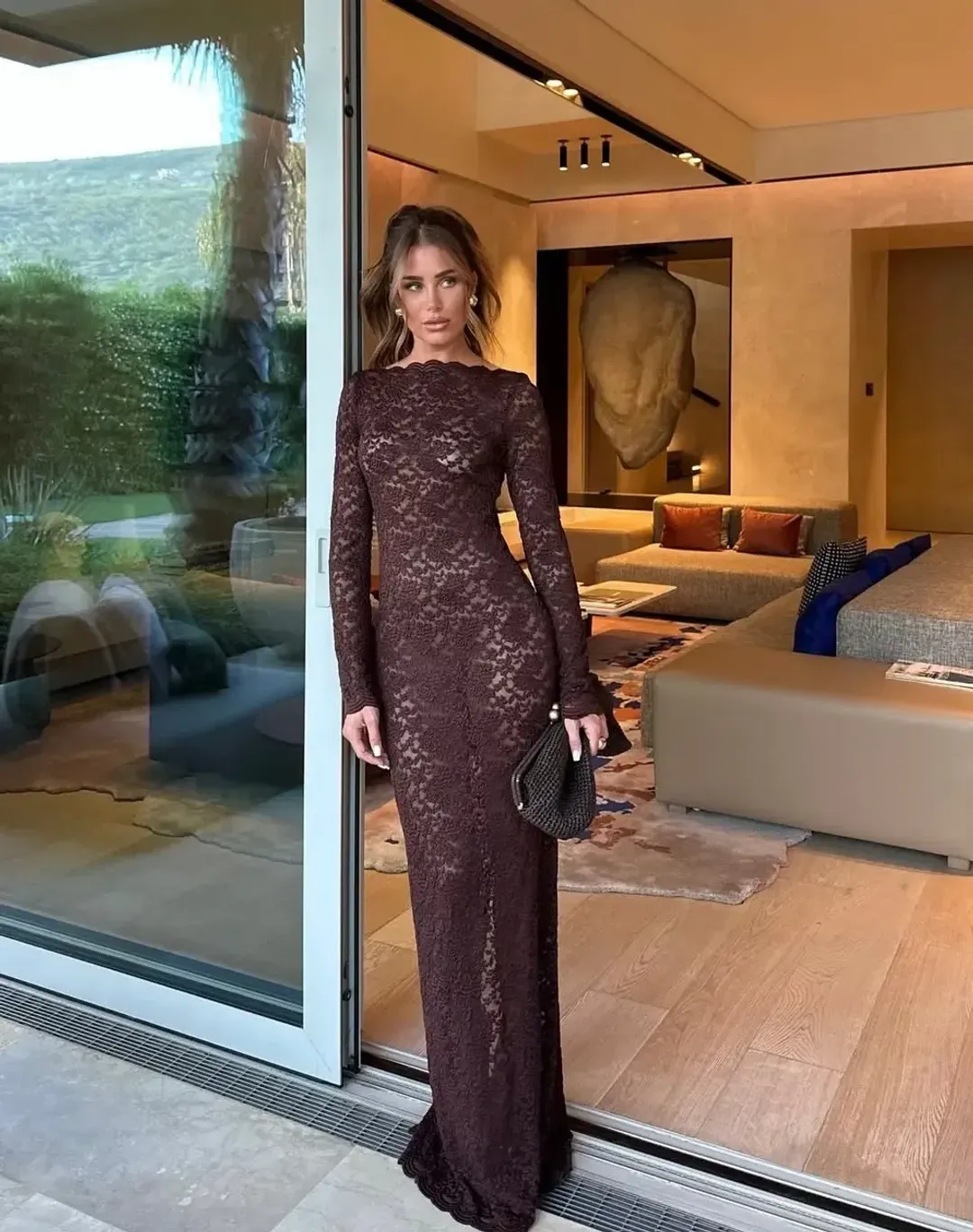 Arcina Ori Monet Maxi Dress Chocolate Size 8 for rent on The Volte - main image
