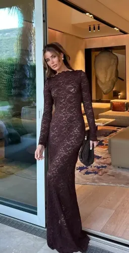 Arcina Ori Monet Maxi Dress Chocolate Size 8 for rent on The Volte - image 1