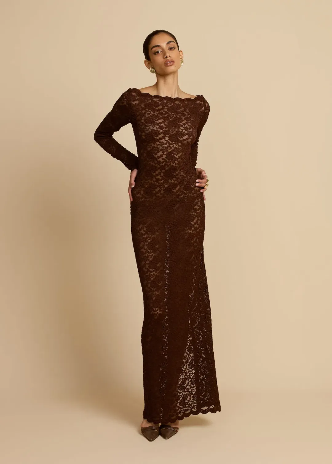 Arcina Ori Monet Maxi Dress Chocolate Size 8 for rent on The Volte - main image