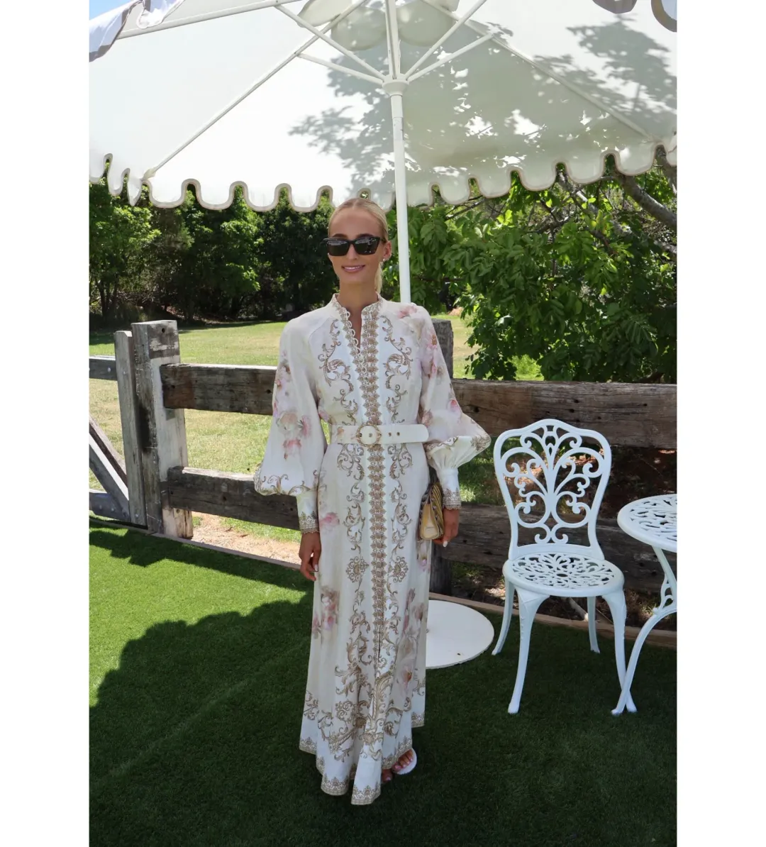 Zimmermann Hypnotic Buttoned Midi Dress in Cream Peony Size 1 / AU 10 for rent on The Volte - main image