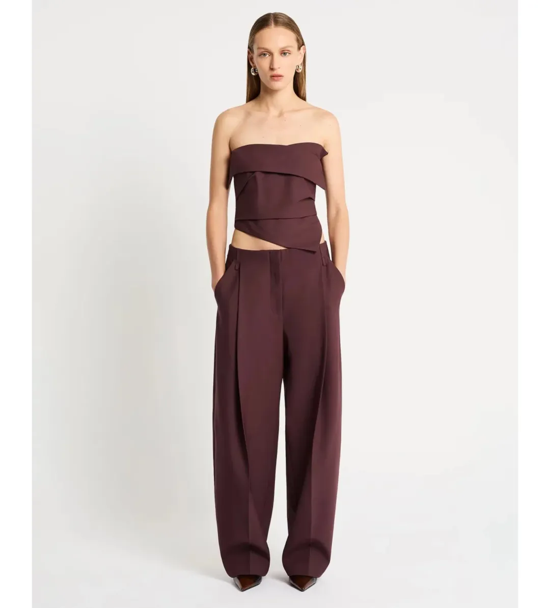 Sass & Bide Hindsight Bodice and Pants Set Merlot Size AU 8 for rent on The Volte - main image