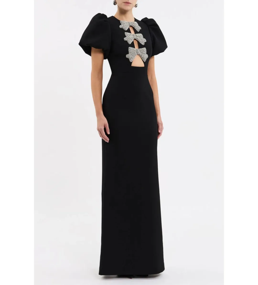 Rebecca Vallance Violetta Puff Sleeve Gown Maxi Black Size AU 12 for rent on The Volte - main image