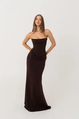 HNTR The Label Louie Gown in Brown Size 6 for rent on The Volte - image 1