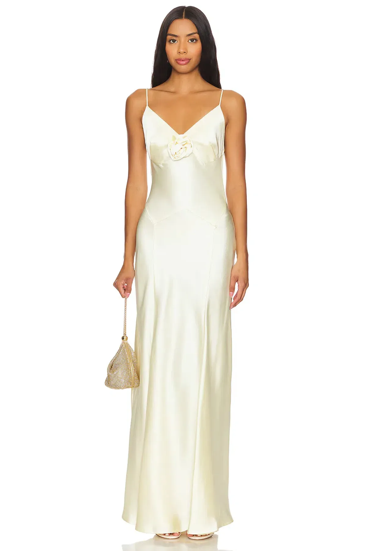 Bubish Savannah Rosette Gown in Butter Yellow Size 10/S for rent on The Volte - main image