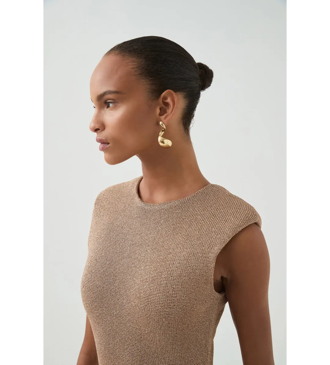 Aje Breeze Knit Midi Dress Rose Gold Size AU 8 for rent on The Volte - main image