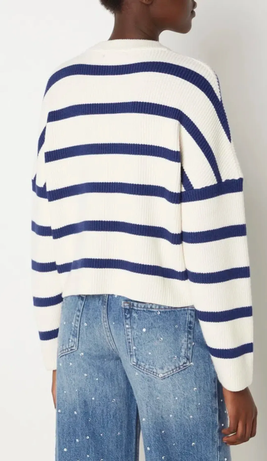 Maje Marine Striped Rib Sweater Size 10/1 for rent on The Volte - main image