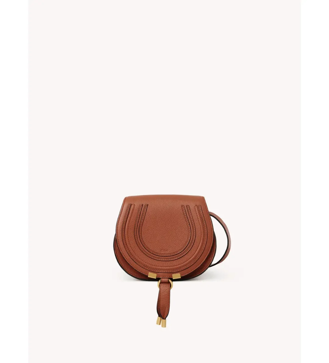 Chloe Small Marcie Saddle Bag in Grained Leather Tan for rent on The Volte - main image