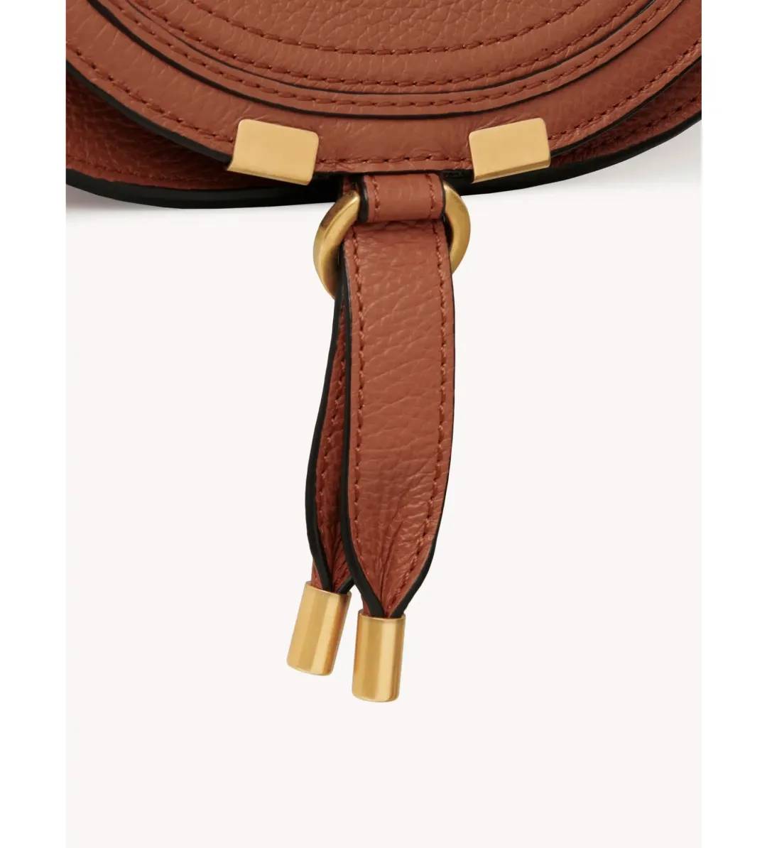 Chloe Small Marcie Saddle Bag in Grained Leather Tan for rent on The Volte - main image