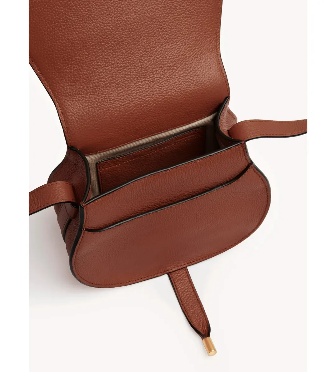 Chloe Small Marcie Saddle Bag in Grained Leather Tan for rent on The Volte - main image