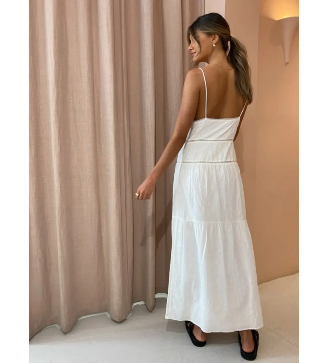 Sir The Label Maja Midi Dress White Size 0/AU 6 for rent on The Volte - main image