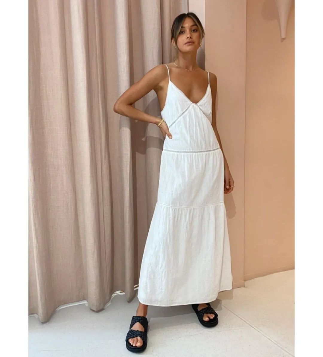 Sir The Label Maja Midi Dress White Size 0/AU 6 for rent on The Volte - main image