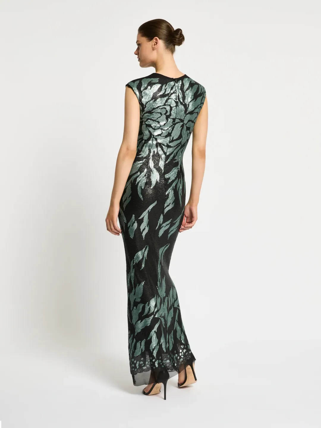 Moss & Spy Larissa Gown Black Mint Sequin Midi Dress Size 12 for rent on The Volte - main image
