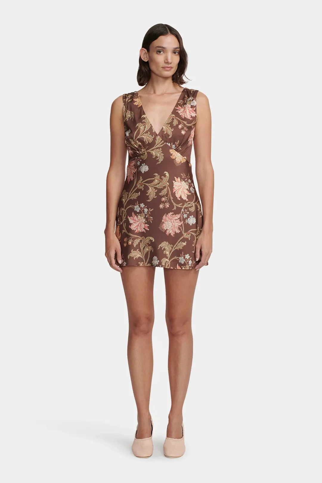 Hansen and Gretel Quinn Dress Carob Floral Mini Size AU 4 for rent on The Volte - main image