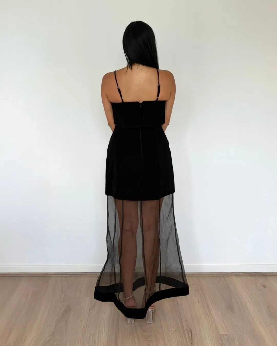 Justin Tong Phoebe Organza Maxi Dress Black Size 8 for rent on The Volte - main image