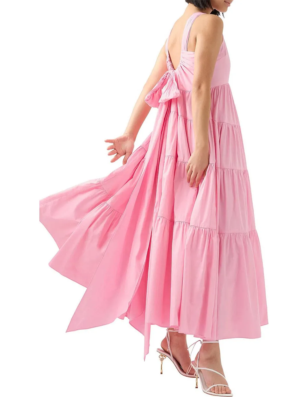 Aje Marguerite Tie Back Cotton Maxi Dress Pink Size 8 for rent on The Volte - main image