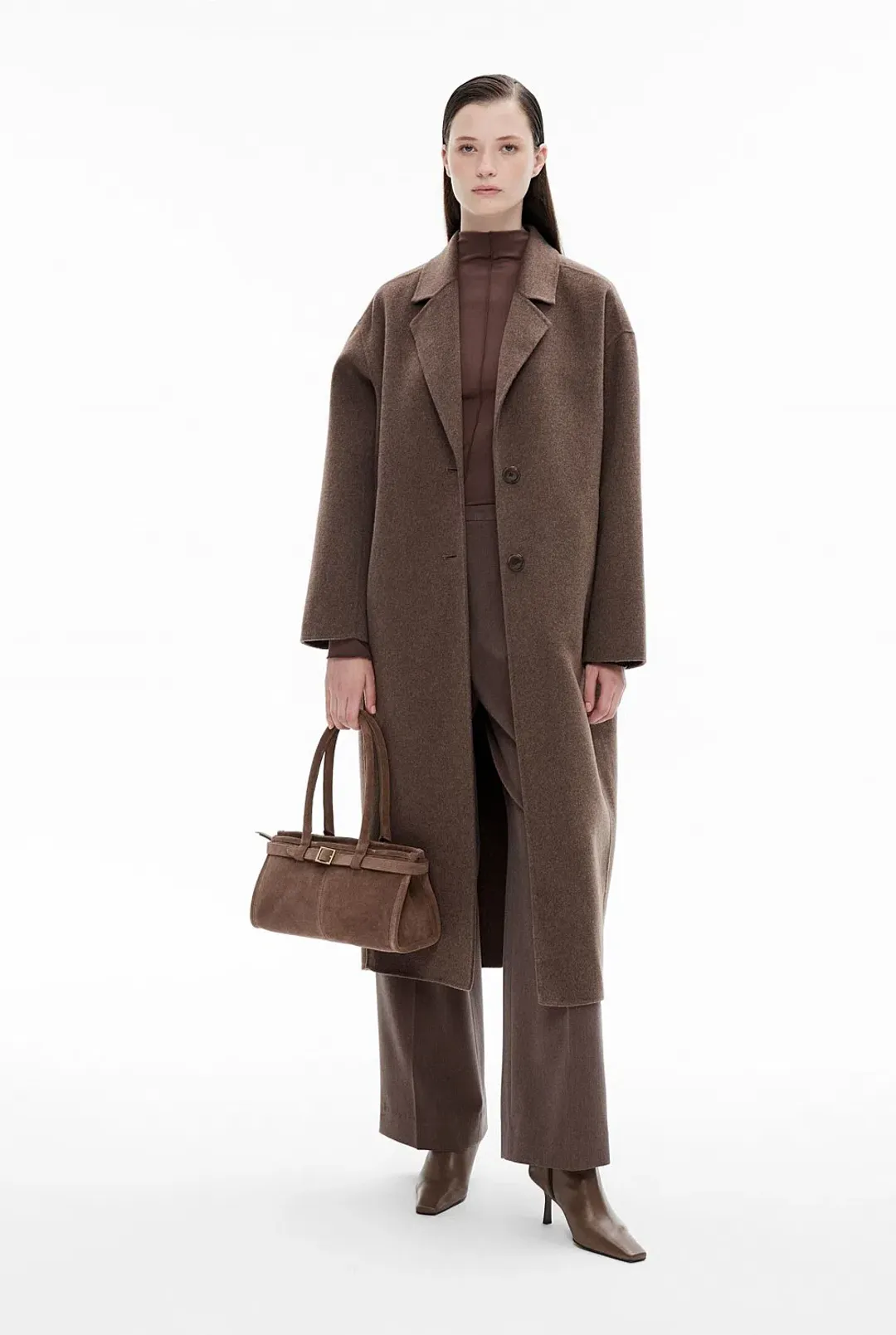 Witchery Double Faced Coat in Brown One Size  for rent on The Volte - main image