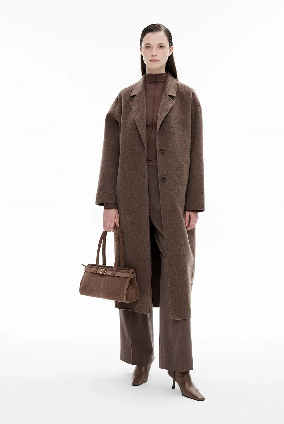 Witchery Double Faced Coat in Brown One Size  for rent on The Volte - main image