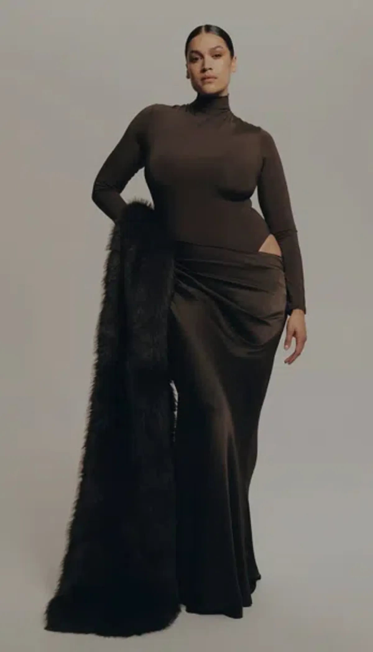 Henne Soraia Long Sleeve Dress in Chocolate Size 14 for rent on The Volte - main image